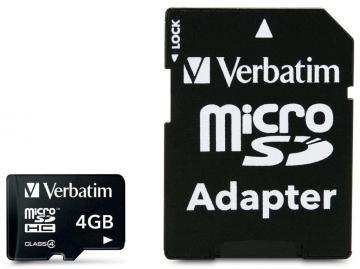 Micro SD 4GB cu adaptor SD, clasa 4, Verbatim (43966) - Pret | Preturi Micro SD 4GB cu adaptor SD, clasa 4, Verbatim (43966)