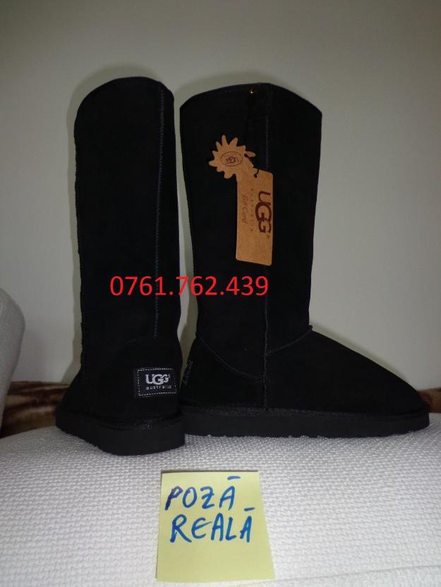 Cizme Ugg din piele naturala negre inalte 139 lei - Pret | Preturi Cizme Ugg din piele naturala negre inalte 139 lei