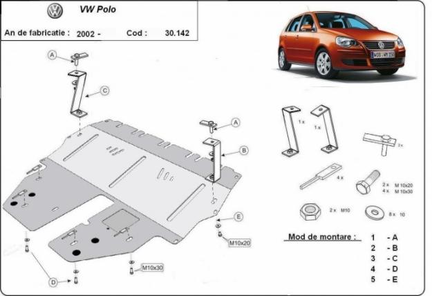 Vand Scut motor metalic VW Polo 2002 - 2009 - Pret | Preturi Vand Scut motor metalic VW Polo 2002 - 2009