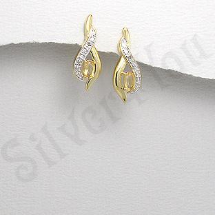 Silver4You.ro - Cercei argint aurit 14k citrin si zircon alb - Pret | Preturi Silver4You.ro - Cercei argint aurit 14k citrin si zircon alb