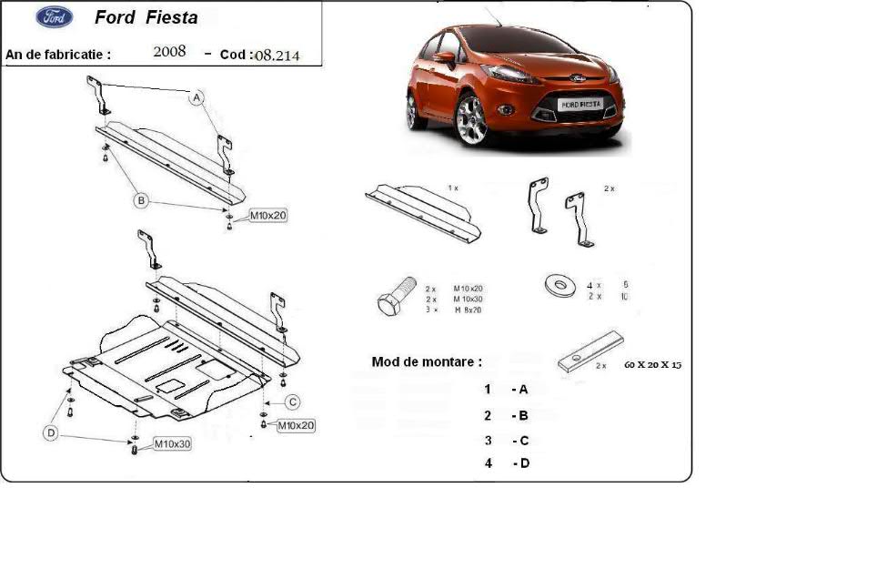 Scut motor metalic Ford Fiesta - Pret | Preturi Scut motor metalic Ford Fiesta