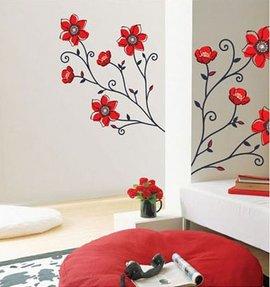 Sticker autocolant decorare flori rosii - Pret | Preturi Sticker autocolant decorare flori rosii