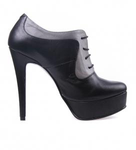 Botine Piele Negru Gri - Pret | Preturi Botine Piele Negru Gri