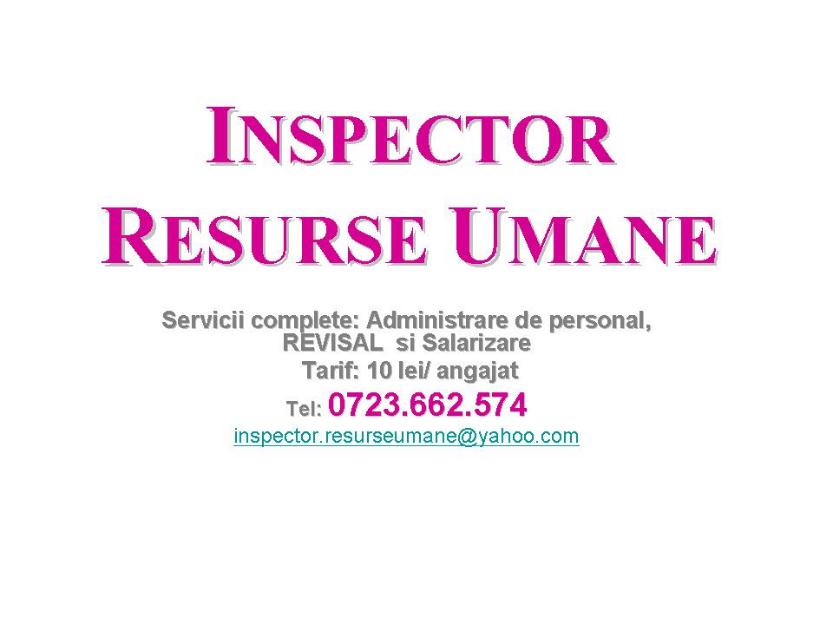 P.f.a. inspector resurse umane colaborare - Pret | Preturi P.f.a. inspector resurse umane colaborare