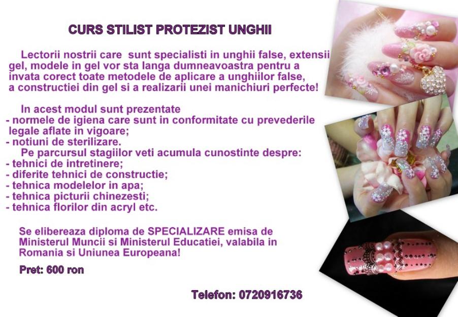 Curs de specializare stilist protezist unghii - Pret | Preturi Curs de specializare stilist protezist unghii