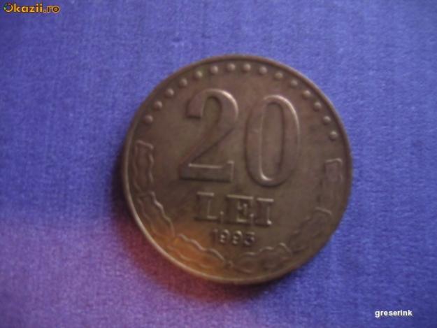 moneda 20 lei din 1993 - Pret | Preturi moneda 20 lei din 1993
