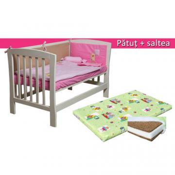 Mesterel - Patut Co-Sleeper Mos Ene + Saltea Cocos Burete Cocos - Pret | Preturi Mesterel - Patut Co-Sleeper Mos Ene + Saltea Cocos Burete Cocos