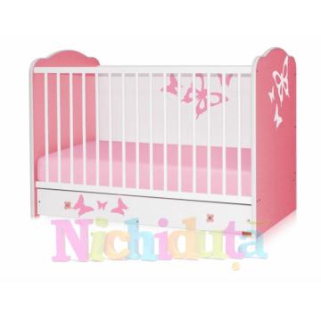 Pat lemn Classic  Pink Butterfly120x60 - Pret | Preturi Pat lemn Classic  Pink Butterfly120x60