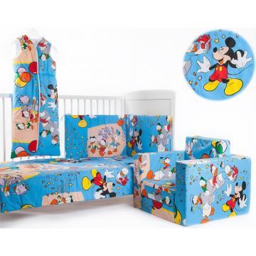 Lenjerie de pat pentru bebelusi BebeDeco Mickey si prietenii lui 4 piese - Pret | Preturi Lenjerie de pat pentru bebelusi BebeDeco Mickey si prietenii lui 4 piese
