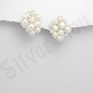 Silver4You.ro - Cercei argint cu perle albe si zircon alb - Pret | Preturi Silver4You.ro - Cercei argint cu perle albe si zircon alb