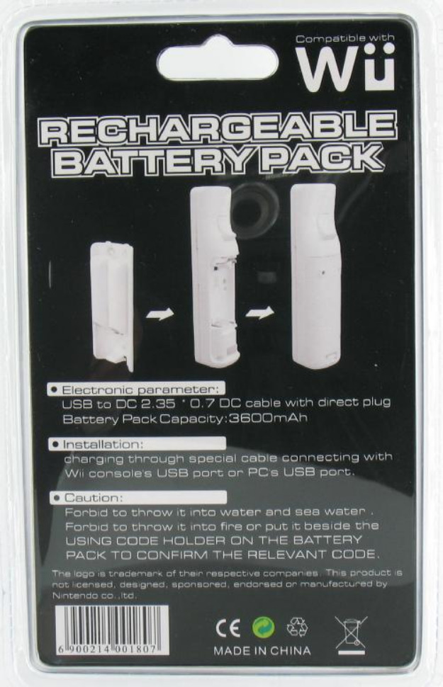 Nintendo Wii Battery Battery 3600mAh 00485 - Pret | Preturi Nintendo Wii Battery Battery 3600mAh 00485