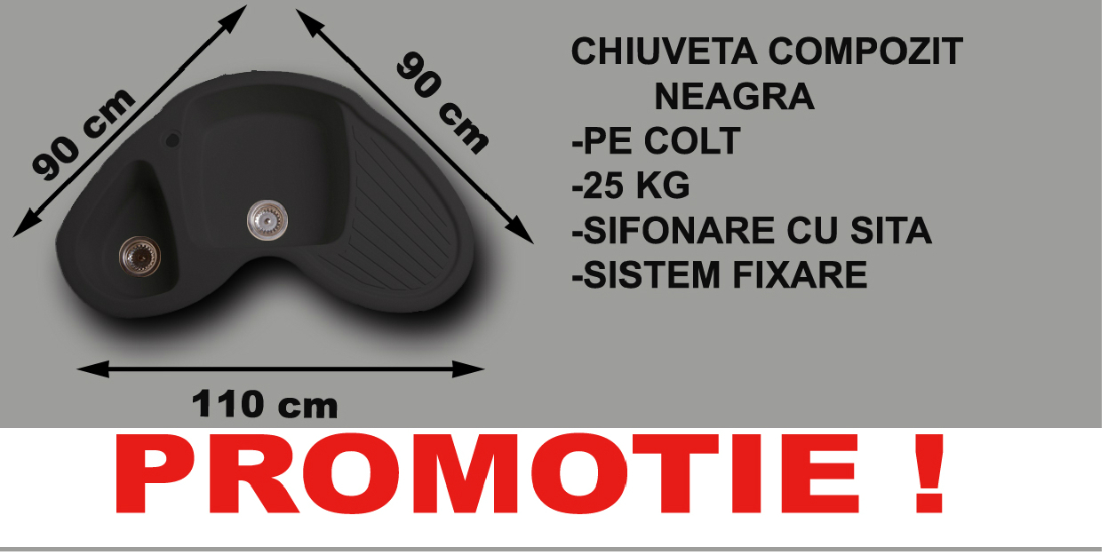 Chiuveta bucatarie compozit neagra - Pret | Preturi Chiuveta bucatarie compozit neagra