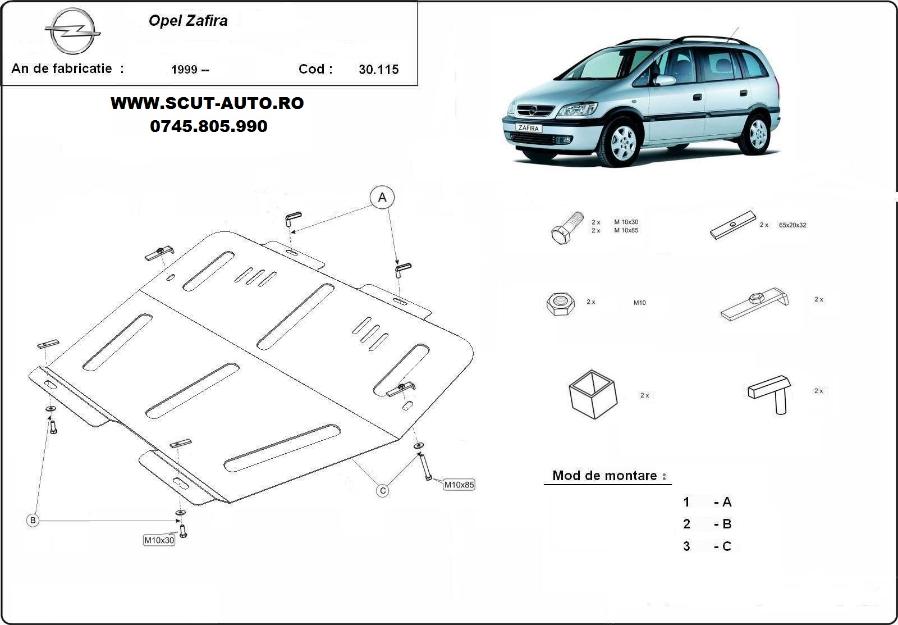 Scut motor metalic Opel Zafira - Pret | Preturi Scut motor metalic Opel Zafira