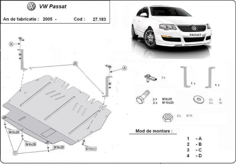 Scut motor metalic VW Passat dupa 2005 - Pret | Preturi Scut motor metalic VW Passat dupa 2005