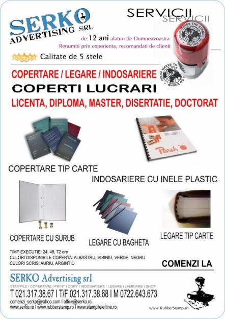 Copertare lucrari licenta, master, doctorat, disertatie, diploma - Pret | Preturi Copertare lucrari licenta, master, doctorat, disertatie, diploma