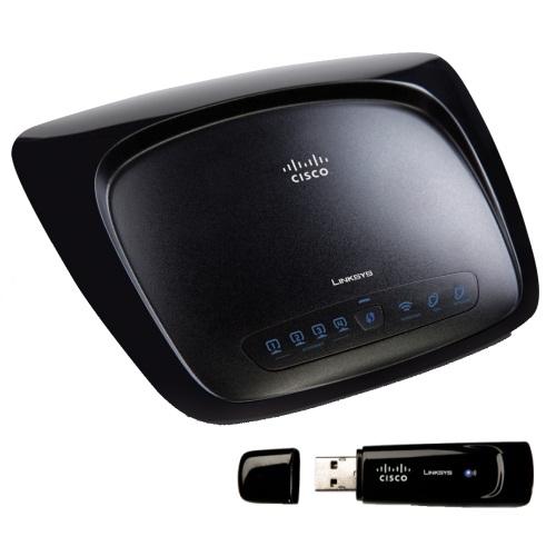 Kit Wireless-N Linksys WKUSB120N, router + adaptor USB - Pret | Preturi Kit Wireless-N Linksys WKUSB120N, router + adaptor USB