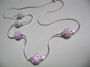 Lant colier din argint cu bile acoperite de cristale swarovski - LC5 - Pret | Preturi Lant colier din argint cu bile acoperite de cristale swarovski - LC5