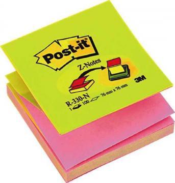 Notite autoadezive Post-itÂ® (R) Z-notes neon, 76x76 mm, 100 file, galben/roz - Pret | Preturi Notite autoadezive Post-itÂ® (R) Z-notes neon, 76x76 mm, 100 file, galben/roz