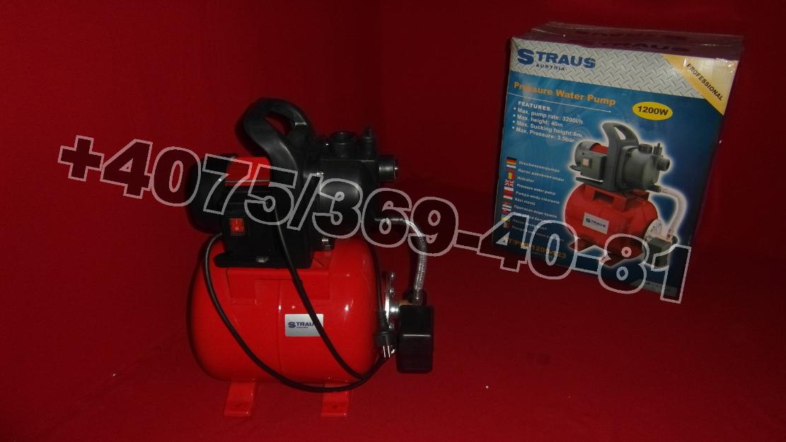 Straus Hidrofor cu rezervor de apa 1200W 3200L/H NOU - Pret | Preturi Straus Hidrofor cu rezervor de apa 1200W 3200L/H NOU
