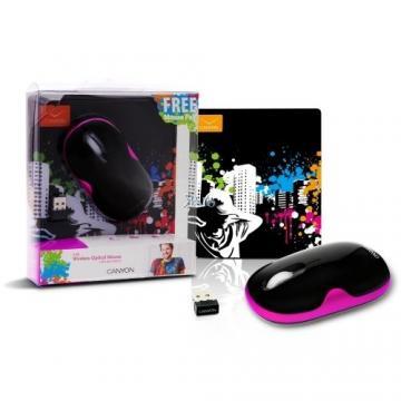 Canyon CNR-MSOW01P, Mouse Optic Wireles, negru/roz - Pret | Preturi Canyon CNR-MSOW01P, Mouse Optic Wireles, negru/roz