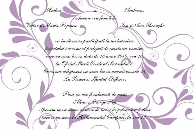 Invitatii nunta Alesd - Pret | Preturi Invitatii nunta Alesd