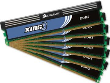 Corsair DDR3 12GB 1600MHz, KIT 6x2GB, 9-9-9-24, radiator XMS3, triple channel, supports Intel EMP, i7 - Pret | Preturi Corsair DDR3 12GB 1600MHz, KIT 6x2GB, 9-9-9-24, radiator XMS3, triple channel, supports Intel EMP, i7