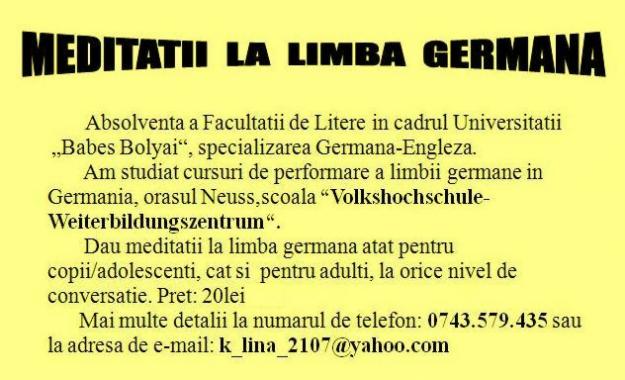 Meditatii la limba Germana! - Pret | Preturi Meditatii la limba Germana!