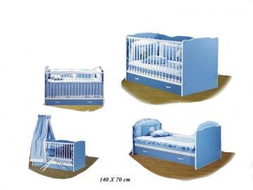 Bretco Design - Patut CINDY -Transformabil (cu sertar)- Albastru 140x70 cm - Pret | Preturi Bretco Design - Patut CINDY -Transformabil (cu sertar)- Albastru 140x70 cm
