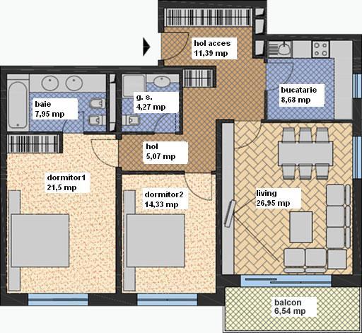 Apartament nou 3 camere 88500 Eur - Pret | Preturi Apartament nou 3 camere 88500 Eur