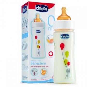 CHICCO Biberon sticla tetina cauciuc 0+ x 250ml - Pret | Preturi CHICCO Biberon sticla tetina cauciuc 0+ x 250ml