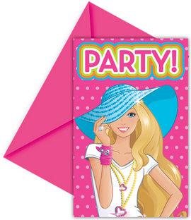 6 invitatii de petrecere copii cu plicuri BARBIE DOLLICIOUS - Pret | Preturi 6 invitatii de petrecere copii cu plicuri BARBIE DOLLICIOUS