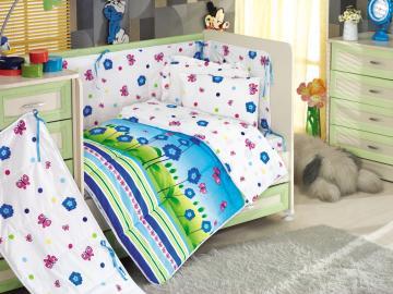 Set de lenjerie de pat pentru bebelusi Clasy Bahar albastru - Pret | Preturi Set de lenjerie de pat pentru bebelusi Clasy Bahar albastru