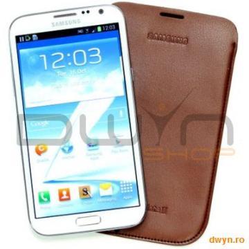 Galaxy Note II N7100 Leather Pouch Brown - Pret | Preturi Galaxy Note II N7100 Leather Pouch Brown