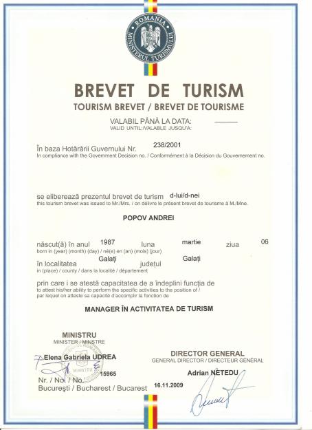 Brevet de turism - Manager in activitatea de turism Colaborare - Pret | Preturi Brevet de turism - Manager in activitatea de turism Colaborare