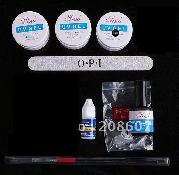 Kit geluri Uv pentru constructia unghiilor false, Set gel si accesorii UV - Pret | Preturi Kit geluri Uv pentru constructia unghiilor false, Set gel si accesorii UV