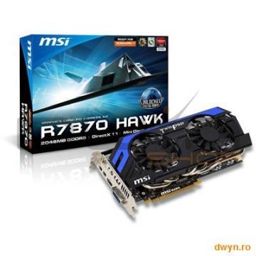 MSI ATI R7870 HAWK, ATI 7870, AMD GHz Edition, GDDR5 2GB, 256bit, DVI, HDMI, 2xMini DisplayPort, DX1 - Pret | Preturi MSI ATI R7870 HAWK, ATI 7870, AMD GHz Edition, GDDR5 2GB, 256bit, DVI, HDMI, 2xMini DisplayPort, DX1