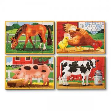 Melissa &amp; Doug - Set 4 puzzle lemn in cutie - Animale domestice - Pret | Preturi Melissa &amp; Doug - Set 4 puzzle lemn in cutie - Animale domestice