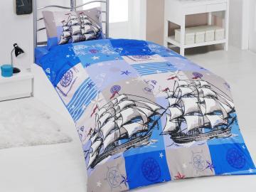 Lenjerie de pat pentru copii din creton Clasy Nautica albastru - Pret | Preturi Lenjerie de pat pentru copii din creton Clasy Nautica albastru
