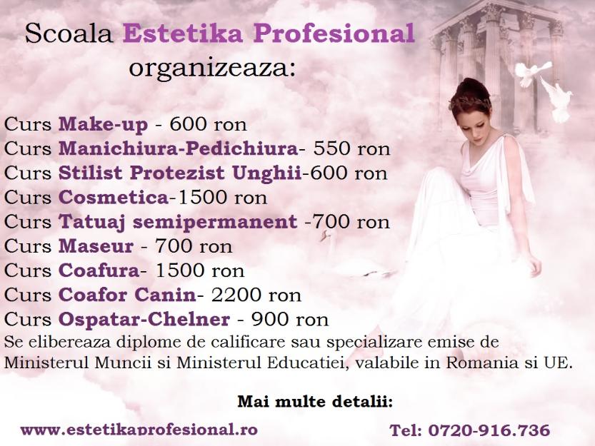 Curs de calificare cosmetica Timisoara - Pret | Preturi Curs de calificare cosmetica Timisoara