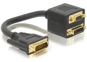 Cablu spliter DVI 29 pini T la DVI 29 pini + VGA M, Delock 65052 - Pret | Preturi Cablu spliter DVI 29 pini T la DVI 29 pini + VGA M, Delock 65052
