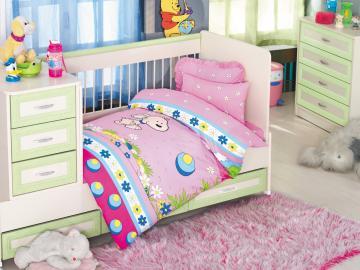 Lenjerie de pat pentru bebelusi Clasy Oyun roz - Pret | Preturi Lenjerie de pat pentru bebelusi Clasy Oyun roz
