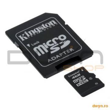 Kingston microSD 4GB + ADAPTOR SD (SDHC clasa 4) - Pret | Preturi Kingston microSD 4GB + ADAPTOR SD (SDHC clasa 4)