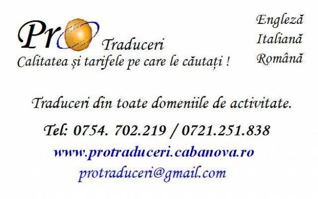 TRADUCERI AUTORIZATE EN/ITA/RO–incepand cu 10 ron - Pret | Preturi TRADUCERI AUTORIZATE EN/ITA/RO–incepand cu 10 ron