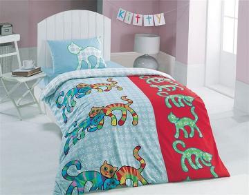 Lenjerie de pat pentru copii Issimo Kitty albastru - Pret | Preturi Lenjerie de pat pentru copii Issimo Kitty albastru