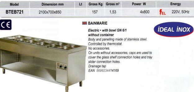 Bain Marie cu spatiu depozitare 6 GN 1/1- CLR.76.BTEB721 - Pret | Preturi Bain Marie cu spatiu depozitare 6 GN 1/1- CLR.76.BTEB721