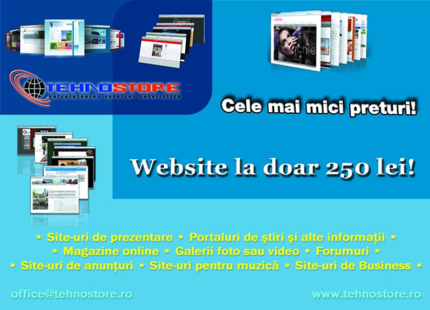 Realizare Website (De la 250 RON) - Pret | Preturi Realizare Website (De la 250 RON)