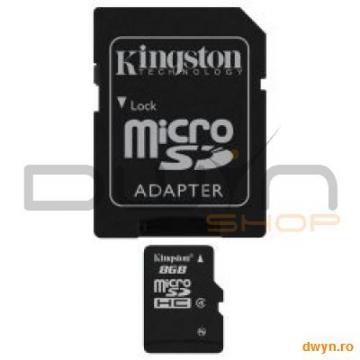Kingston microSD 8GB + ADAPTOR SD (SDHC clasa 4) - Pret | Preturi Kingston microSD 8GB + ADAPTOR SD (SDHC clasa 4)