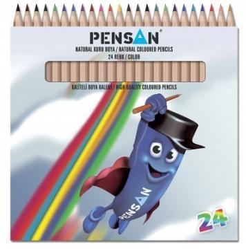 Creioane colorate, 1/1, lemn natur, 24 culori/set, PENSAN - Pret | Preturi Creioane colorate, 1/1, lemn natur, 24 culori/set, PENSAN