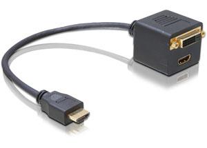 Cablu spliter HDMI T - DVI/HDMI M, Delock - Pret | Preturi Cablu spliter HDMI T - DVI/HDMI M, Delock