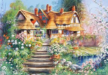 Puzzle Castorland 500 Andres Orpinas : Cottage with Pond - Pret | Preturi Puzzle Castorland 500 Andres Orpinas : Cottage with Pond